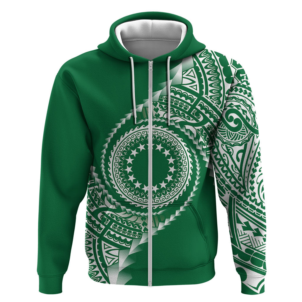 Cook Islands Gospel Day Hoodie Green Tribal Curves