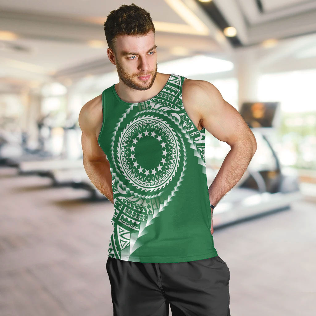 Cook Islands Gospel Day Men Tank Top Green Tribal Curves