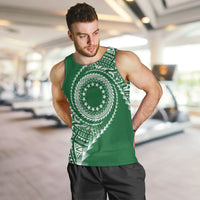 Cook Islands Gospel Day Men Tank Top Green Tribal Curves