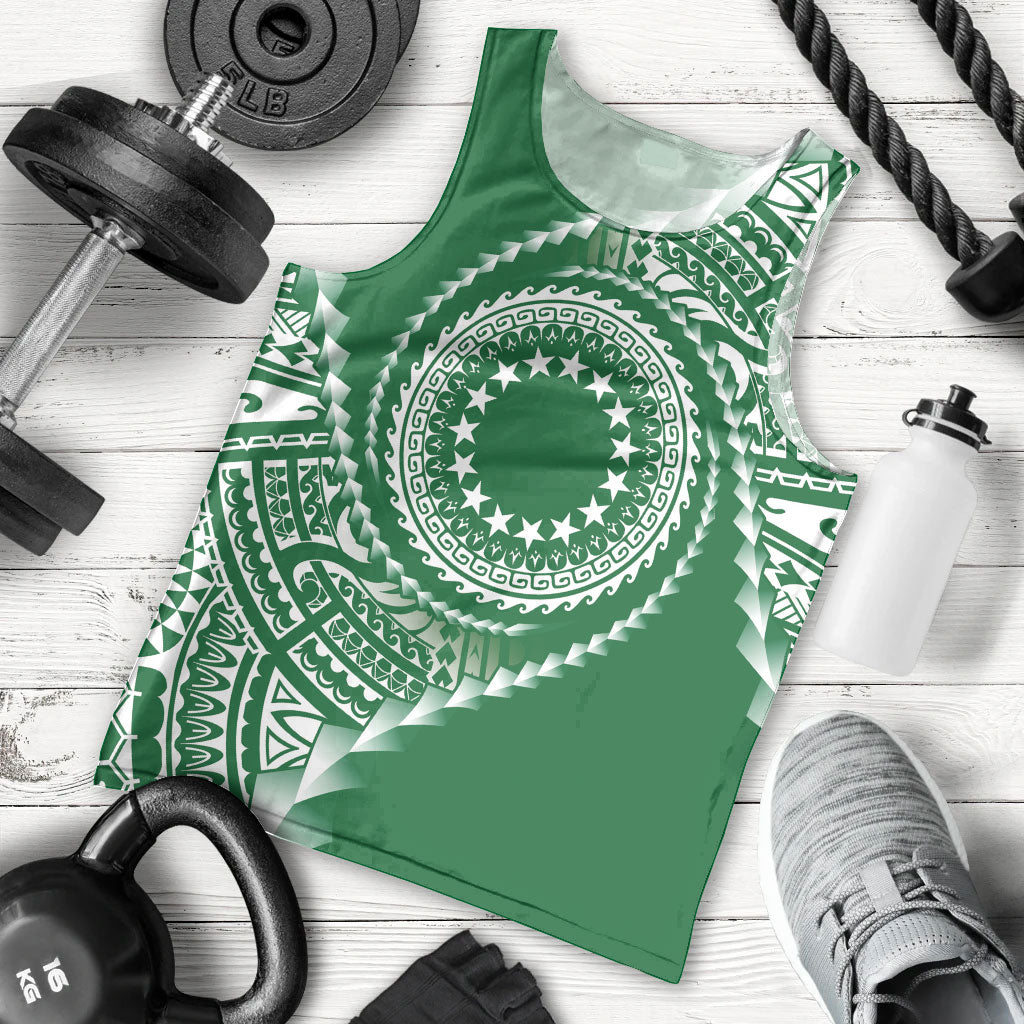 Cook Islands Gospel Day Men Tank Top Green Tribal Curves