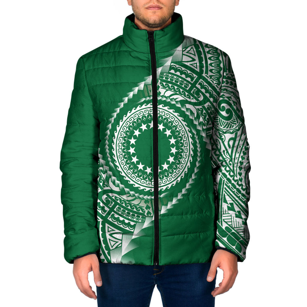 Cook Islands Gospel Day Padded Jacket Green Tribal Curves