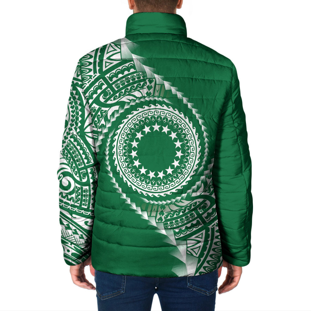 Cook Islands Gospel Day Padded Jacket Green Tribal Curves