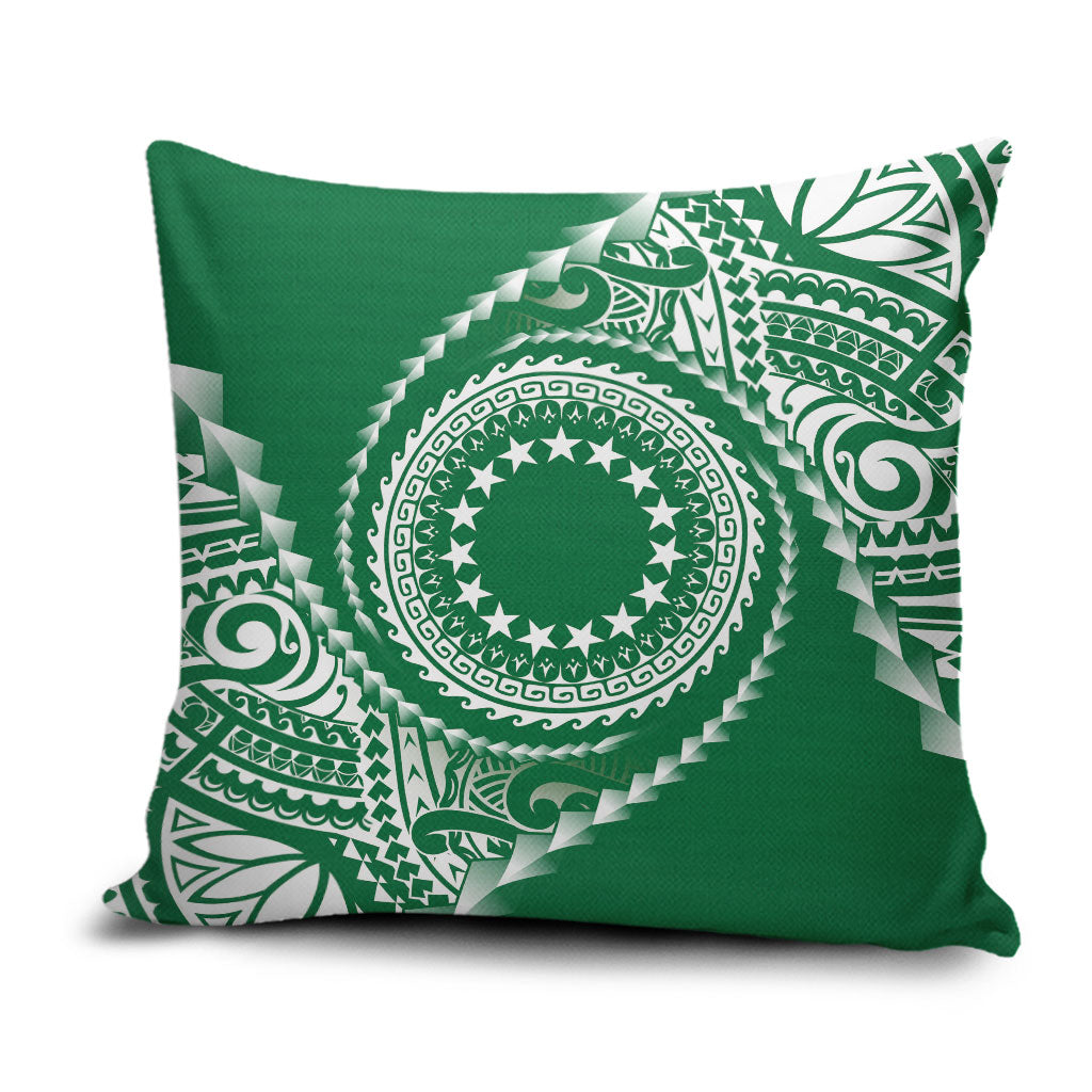 Cook Islands Gospel Day Pillow Cover Green Tribal Curves