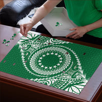 Cook Islands Gospel Day Puzzle Green Tribal Curves