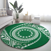 Cook Islands Gospel Day Round Carpet Green Tribal Curves