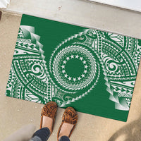 Cook Islands Gospel Day Rubber Doormat Green Tribal Curves