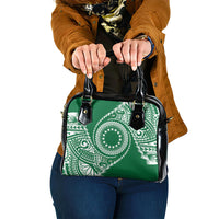 Cook Islands Gospel Day Shoulder Handbag Green Tribal Curves