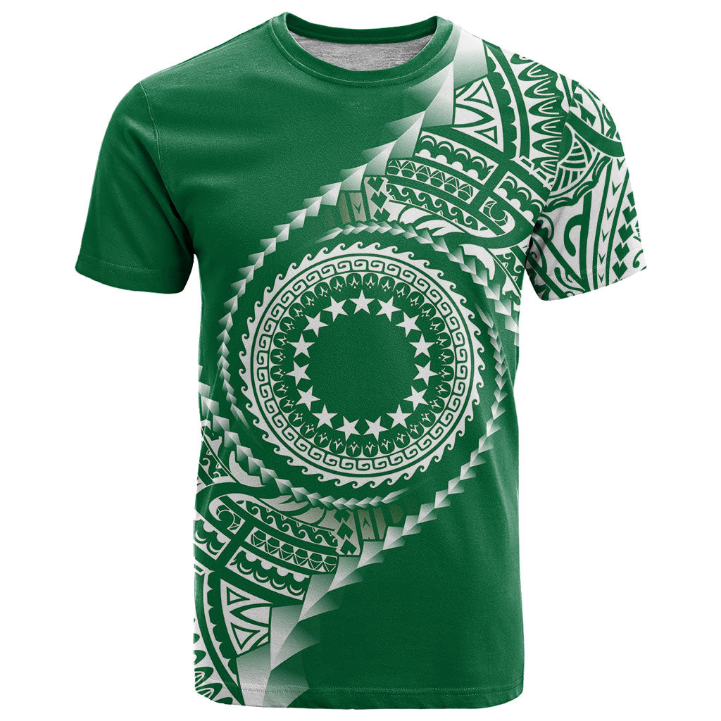 Cook Islands Gospel Day T Shirt Green Tribal Curves