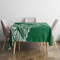 Cook Islands Gospel Day Tablecloth Green Tribal Curves