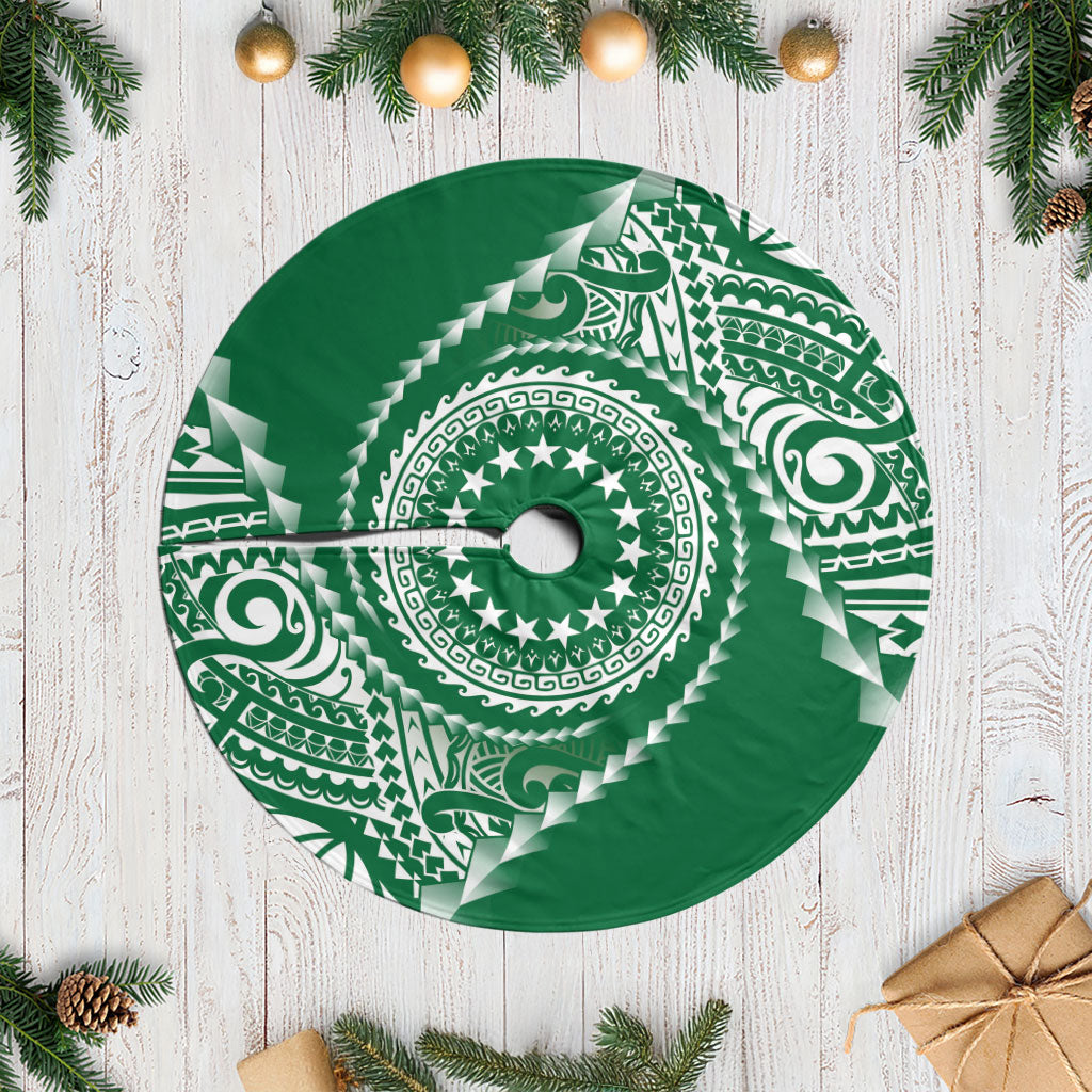 Cook Islands Gospel Day Tree Skirt Green Tribal Curves LT05 Casual Green - Polynesian Pride