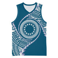 Cook Islands Gospel Day Basketball Jersey Blue Tribal Curves