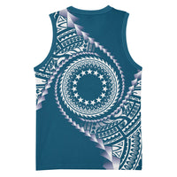 Cook Islands Gospel Day Basketball Jersey Blue Tribal Curves