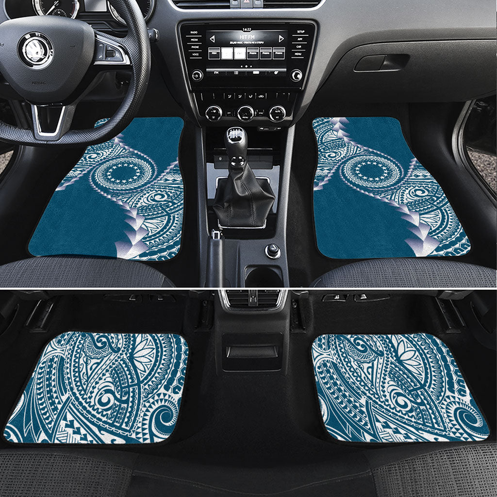 Cook Islands Gospel Day Car Mats Blue Tribal Curves