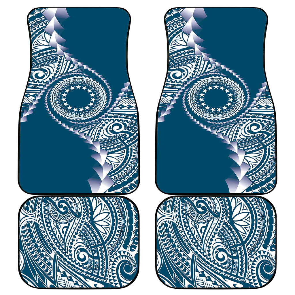 Cook Islands Gospel Day Car Mats Blue Tribal Curves