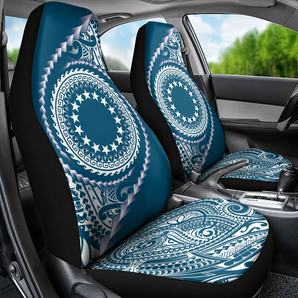 Cook Islands Gospel Day Car Seat Cover Blue Tribal Curves