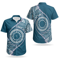 Cook Islands Gospel Day Couples Matching Tank Maxi Dress and Hawaiian Shirt Blue Tribal Curves