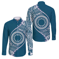 Cook Islands Gospel Day Family Matching Tank Maxi Dress and Hawaiian Shirt Blue Tribal Curves