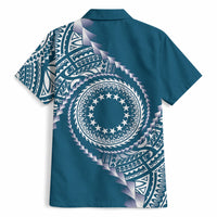 Cook Islands Gospel Day Hawaiian Shirt Blue Tribal Curves