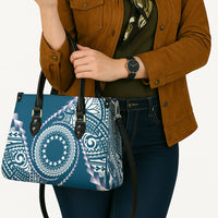 Cook Islands Gospel Day Leather Bag Blue Tribal Curves