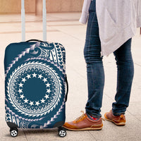 Cook Islands Gospel Day Luggage Cover Blue Tribal Curves