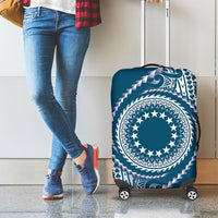 Cook Islands Gospel Day Luggage Cover Blue Tribal Curves