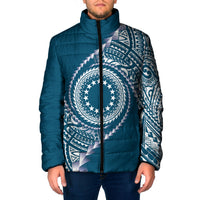 Cook Islands Gospel Day Padded Jacket Blue Tribal Curves