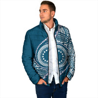 Cook Islands Gospel Day Padded Jacket Blue Tribal Curves
