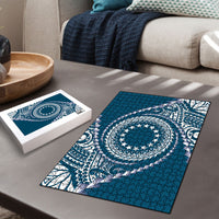 Cook Islands Gospel Day Puzzle Blue Tribal Curves