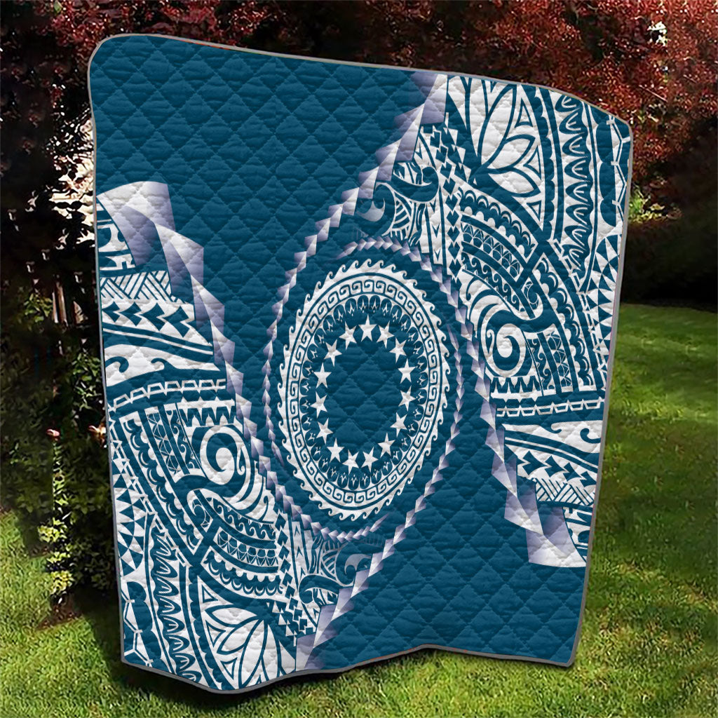 Cook Islands Gospel Day Quilt Blue Tribal Curves