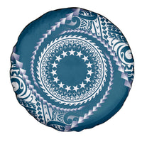 Cook Islands Gospel Day Spare Tire Cover Blue Tribal Curves