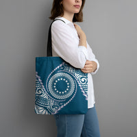 Cook Islands Gospel Day Tote Bag Blue Tribal Curves