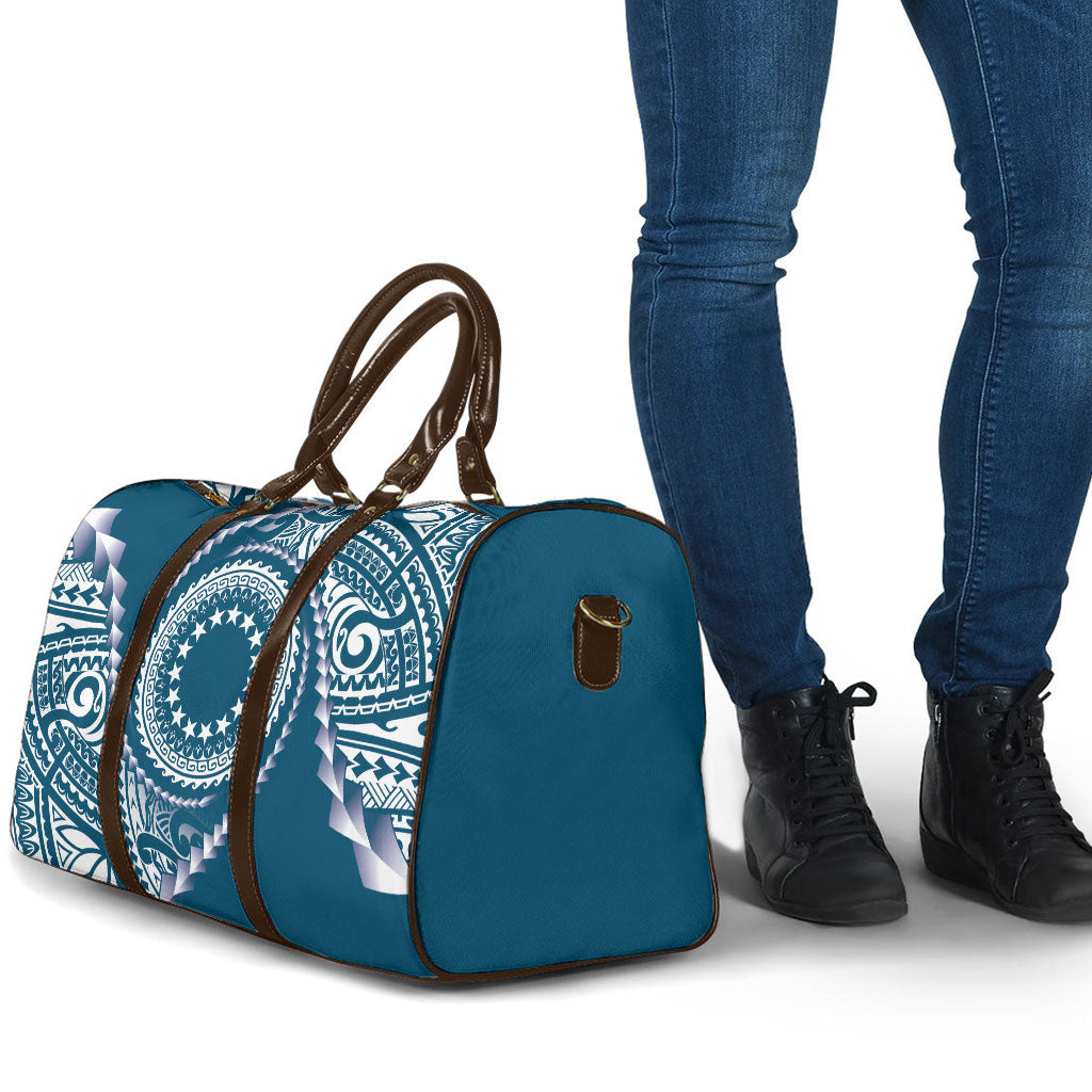 Cook Islands Gospel Day Travel Bag Blue Tribal Curves