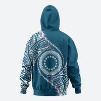 Cook Islands Gospel Day Zip Hoodie Blue Tribal Curves