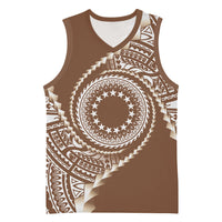 Cook Islands Gospel Day Basketball Jersey Brown Tribal Curves