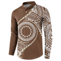 Cook Islands Gospel Day Button Sweatshirt Brown Tribal Curves
