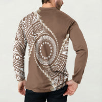 Cook Islands Gospel Day Button Sweatshirt Brown Tribal Curves