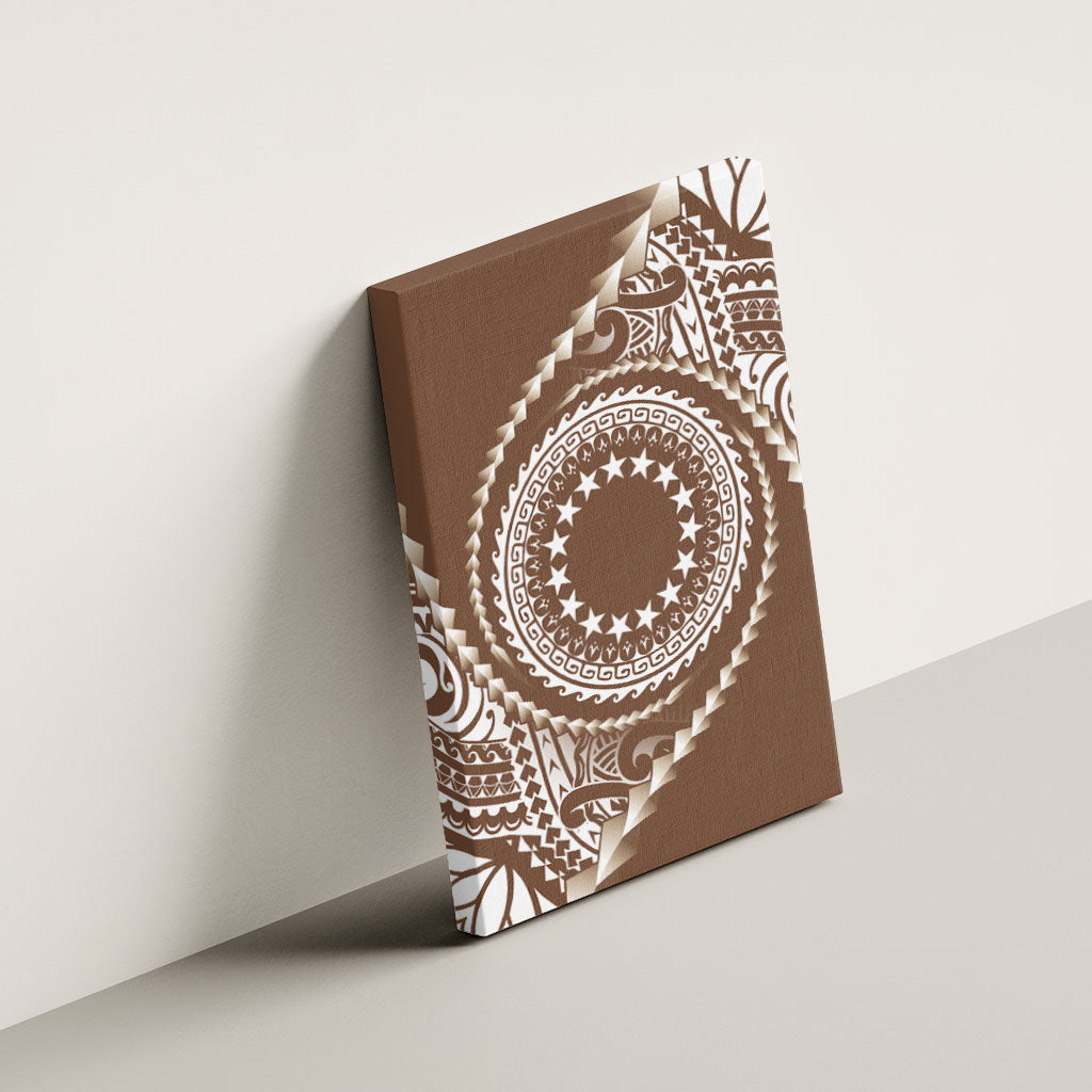 Cook Islands Gospel Day Canvas Wall Art Brown Tribal Curves