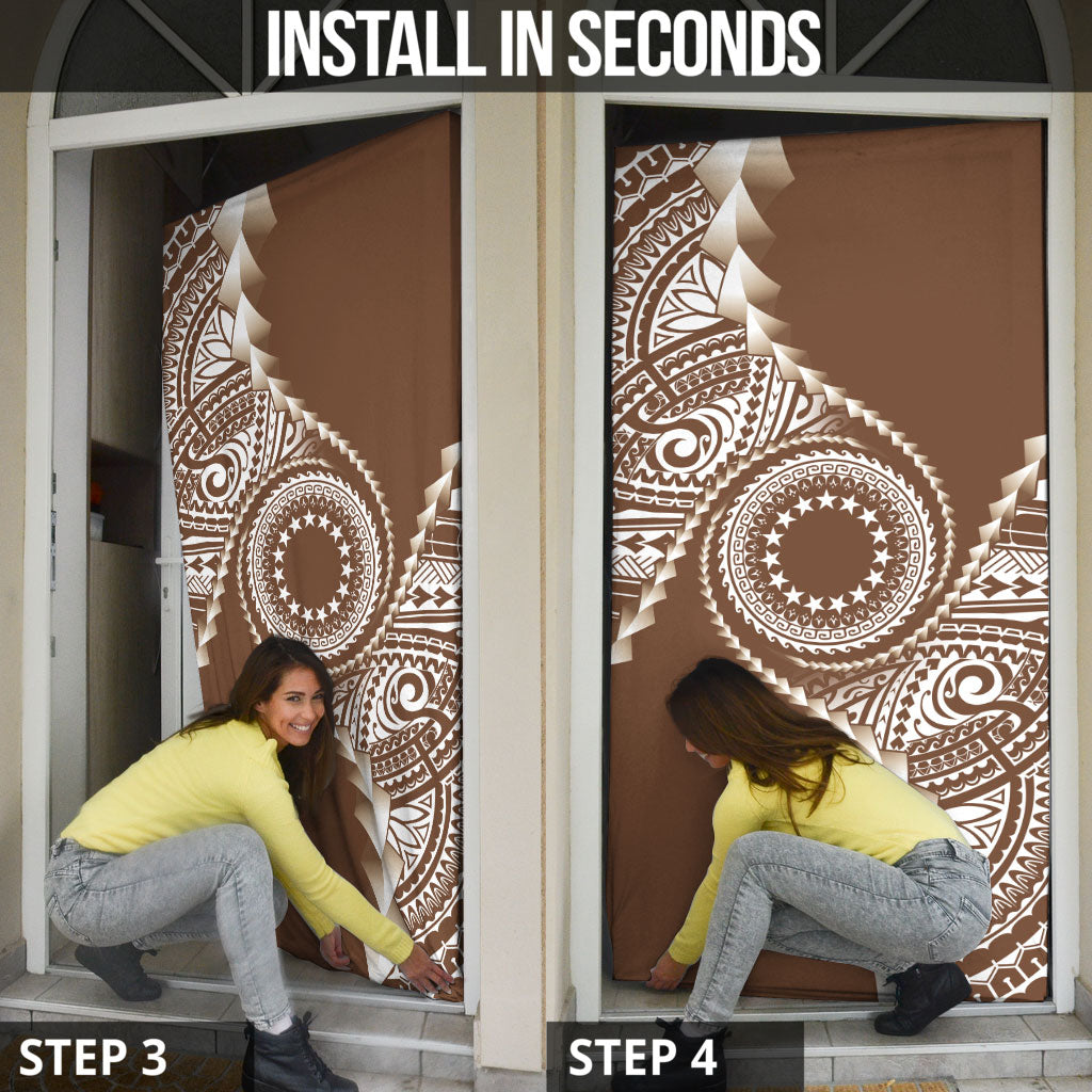 Cook Islands Gospel Day Door Cover Brown Tribal Curves