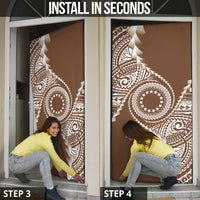 Cook Islands Gospel Day Door Cover Brown Tribal Curves