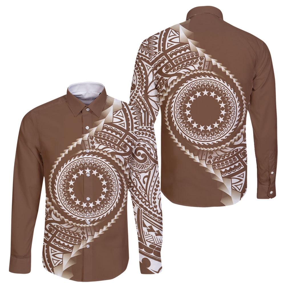 Cook Islands Gospel Day Family Matching Off Shoulder Short Dress and Hawaiian Shirt Brown Tribal Curves