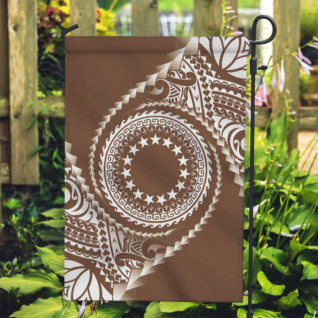Cook Islands Gospel Day Garden Flag Brown Tribal Curves