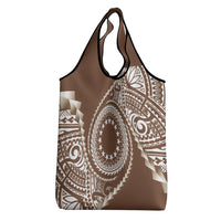 Cook Islands Gospel Day Grocery Bag Brown Tribal Curves