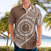 Cook Islands Gospel Day Hawaiian Shirt Brown Tribal Curves