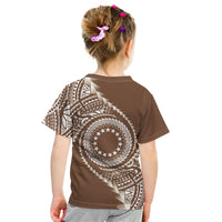 Cook Islands Gospel Day Kid T Shirt Brown Tribal Curves