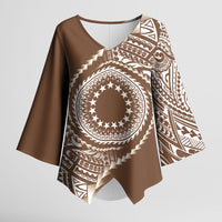 Cook Islands Gospel Day Kimono Sleeve Blouse Brown Tribal Curves