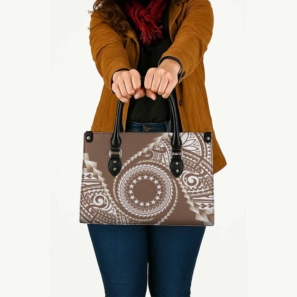 Cook Islands Gospel Day Leather Bag Brown Tribal Curves
