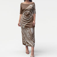 Cook Islands Gospel Day Puletasi Brown Tribal Curves