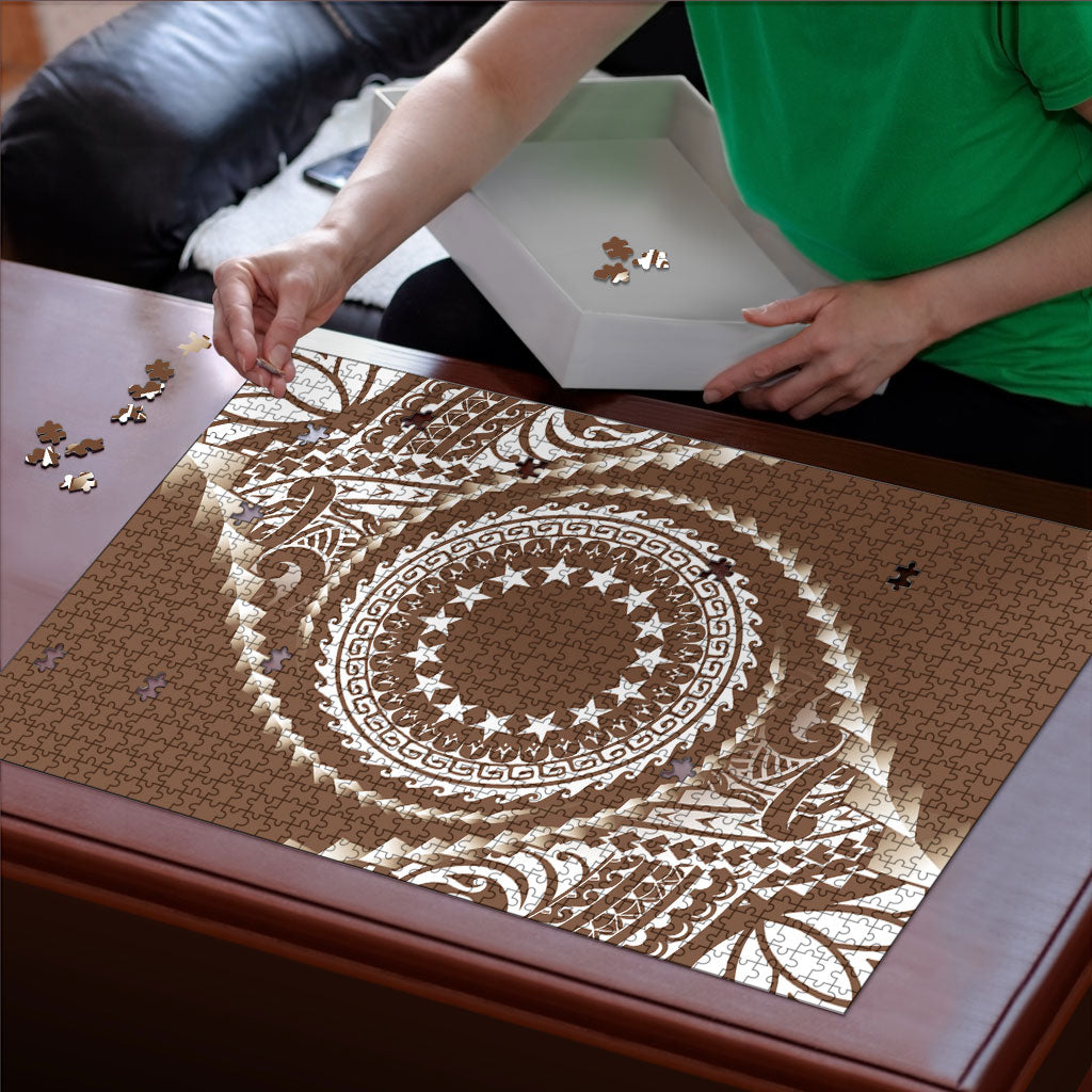 Cook Islands Gospel Day Puzzle Brown Tribal Curves