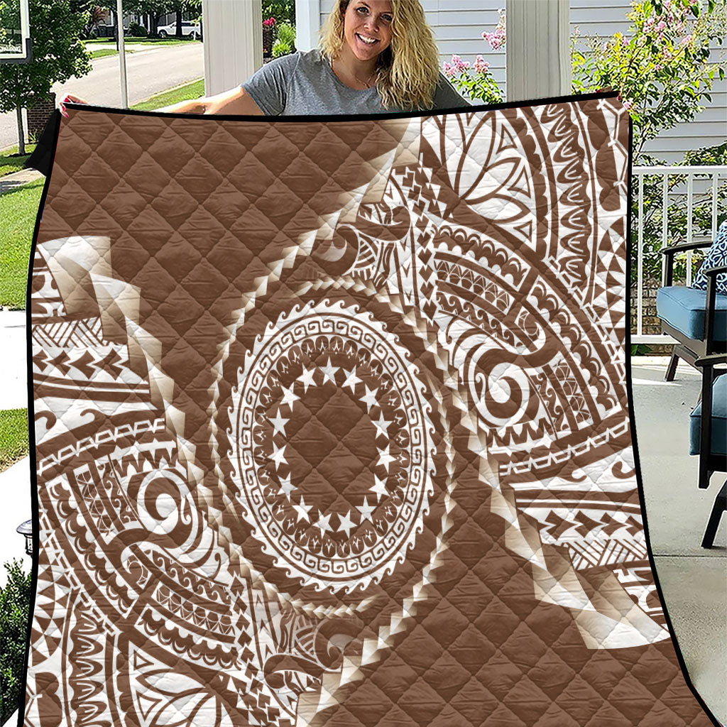 Cook Islands Gospel Day Quilt Brown Tribal Curves LT05 Brown - Polynesian Pride