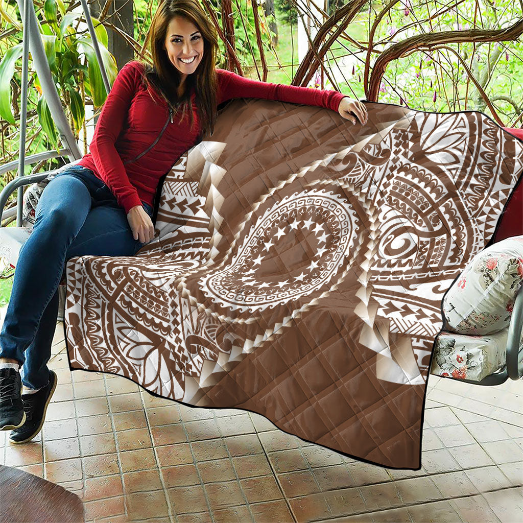 Cook Islands Gospel Day Quilt Brown Tribal Curves